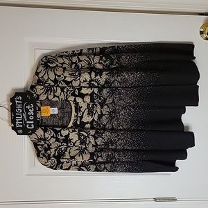 Ruby Rd. Sweater Petite Large Black Gold Metallic Layered Look